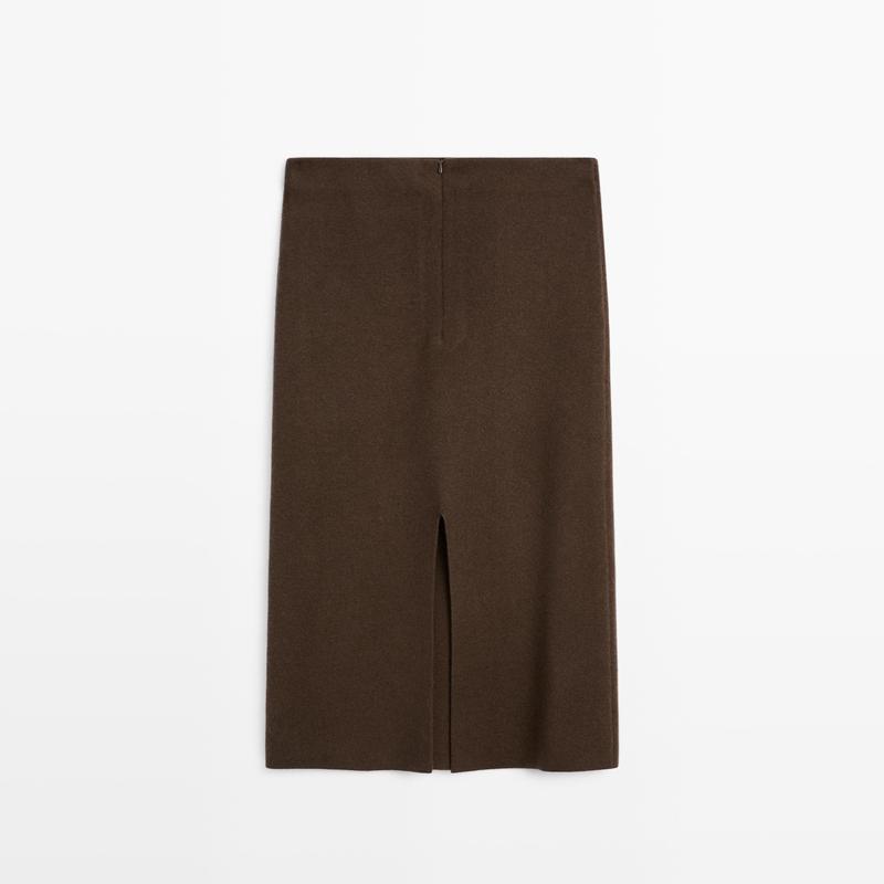 Double-faced midi skirt - Chocolate