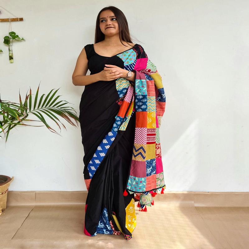  Cotton Black Saree